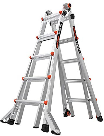 Little Giant Ladders 1304-015 Velocity Series 2 Multi-purpose Ladders, 5 Tread, Heavy-duty Aluminium, Tip n Glide Wheels, EN131