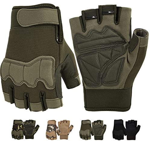 FIORETTO Mens Breathable Padded Fingerless Motorcycle Gloves Half Finger Gloves for Cycling Hiking Climbing Outdoor Sports