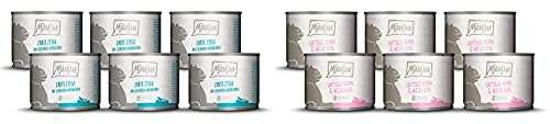 MjAMjAM zarte Ziege an leckeren Möhrchen 6x200 g, 1er Pack (1 x 1200 g) & - Premium Nassfutter für Katzen - saftiges Huhn und wildlachs, 6er Pack (6 x 200 g), getreidefrei mit extra viel Fleisch