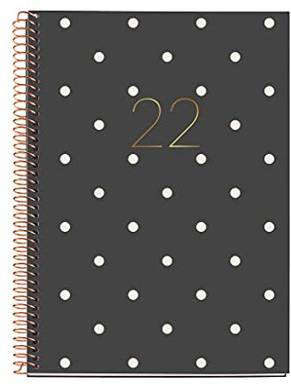 Miquelrius - Jahresplaner 2022 Grafik - Tag Seite - Plus Format 155 x 213 mm (ca. A5) - Fester, matter Einband - Polka Dots - Spanisch