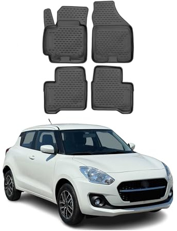 OMAC Fußmatten für Suzuki Swift 2017-2023 TPE 4X Schwarz | Gummimatten, Automatten, Allwetter, fahrzeugspezifisches Produkt, Antirutsch, 3D-Passform, wasserdicht