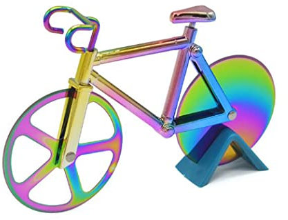Hoshen Kreativer Pizzaschneider in Fahrradform, Teigteiler, Edelstahl Pizzaschneider Rad, Keksausstecher, 1 Stück, bunt