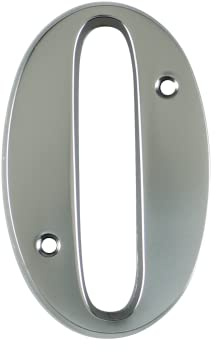 UAP House Numbers - 3 Inch Door Numbers Signature Screw Fix Bevelled Edge For Front Door, Address Number Screw On For Doors And Gates, Letter Times Roman Font (Number 0, Satin Chrome)