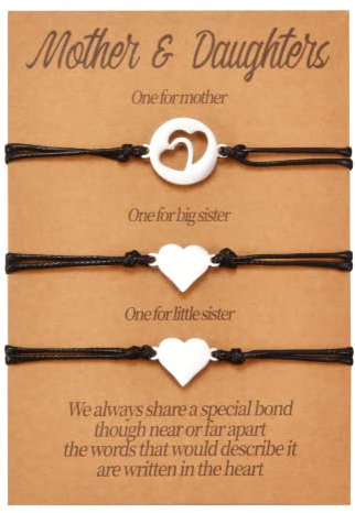 VU100 Mutter Tochter Armband Sets Für 3 Herz Armbänder Wish Schmuck Geschenk für MamaTochter Frauen Mädchen Muttertag Geburtstag