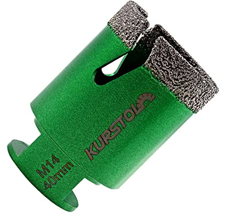 KURSTOL Diamant Bohrkronen - Fliesenbohrer 40 mm mit M14 Gewindefliesen-Lochsägen für Trockenbohren Porzellan Keramik Fliesen Granit Marmor Stein Vakuum gelötete Diamantbohrer
