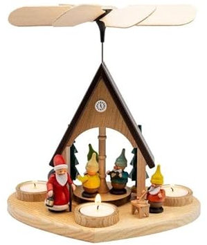 Rudolphs Schatzkiste Weihnachtsdeko Tischpyramide Zwerg & Schneemann BxHxT 25,4x26x20cm NEU Tischdekoration Dekoration Weihnachten Wärmespiel Lichter Figur Holz Seiffen Erzgebirge Holz Flügel Ke