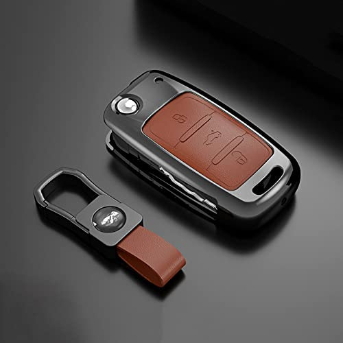 CSHU Housse de clé de Voiture Porte-clés Anneau Porte-clés, adapté pour VW Volkswagen Polo Golf 4 MK7 Golf 7 T5 Skoda Octavia A5 A7 Leon Ibiza Ateca Kodiaq, 9