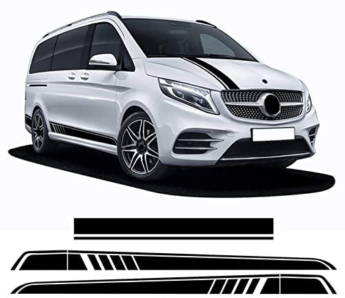 WMGoods 3 Stück Tür Seite Streifen Rock Aufkleber Auto Motorhaube Aufkleber, für Mercedes Benz V-Klasse W447 Vito Viano 2014-Gegenwart AMG