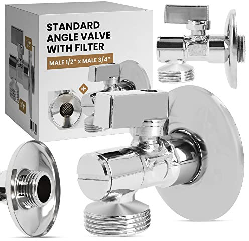 Grifo Lavadora de Escuadra Filtro 1/2 x 3/4 | Valvula Llave de Paso Lavadora Laton Cromado Salida Agua Resistente Corrosión Duradera Cocina Baño Lavavajillas Reguladora Tapa de Tornillo