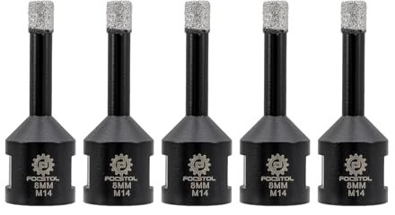 FOCSTOL Punte per Trapano Diamantate - 5 pezzi 8mm Sega a Tazza Diamantata per Porcellana Ceramica Piastrella Marmo Granito Quarzo M14 Filettatura