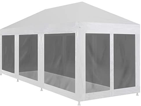 Partyzelt mit 8 Mesh-Seitenwänden, JUNZAI Festzelt, Pavillion, Bierzelt, Garten Party Zelt, Gartenzelt, Grillpavillon, 9 x 3 m