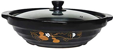 Cacerola de cerámica con Tapa de Vidrio, Olla de Barro Hecha a Mano, Olla de Barro Redonda, Adecuada para Cocina de inducción, diámetro Negro, Olla de Sopa de 13 Pulgadas