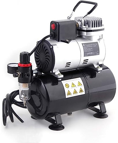 Dremdo Compresseur De Brosse À Air Professionnel À Piston Avec Ventilateur De Refroidissement Du Moteur/Pression De Travail Puissante/Fort Flux D'air, Déshydrateur,Argent