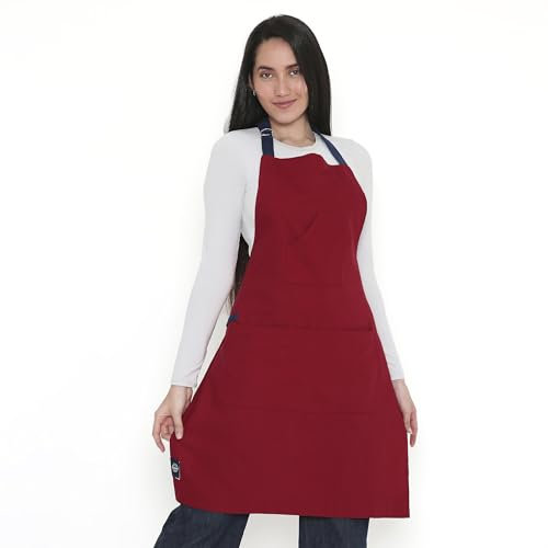 Encasa XO Delantal de cocina ajustable con bolsillos y toallero - 27x33 - Algodón ecológico, Hogar y el Restaurante, Hombres, Mujeres, Cocina, Hornead - Gris