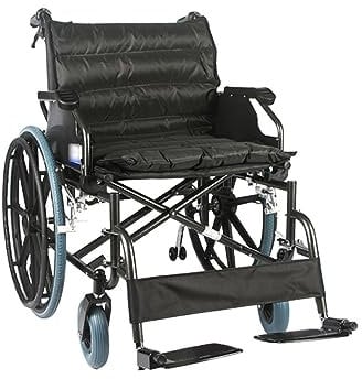 TAKOHL 56 cm breiter Sitz für Erwachsene, zusammenklappbarer Transportrollstuhl mit weichem Kissen, manueller Rollstuhl aus Kohlenstoffstahl, unterstützt 150 kg