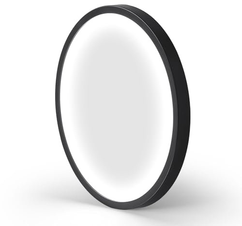 Mikeru 50CM/19.69inch Contemporary Ceiling Light, 48W 6000K Black Bathroom Flush Mount LED Ceiling Lights 2.4cm/0.94inches Super Slim Round Light for Kitchen, Entrance Hall