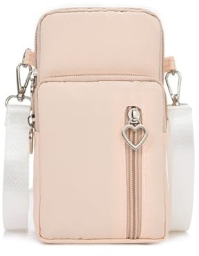 LTLSZRN Borsa a Tracolla Mini in Nylon per Donna - Portafogli e Porta Cellulare Con Fascia da Braccio e Porta Cuffie - Messenger Bianco