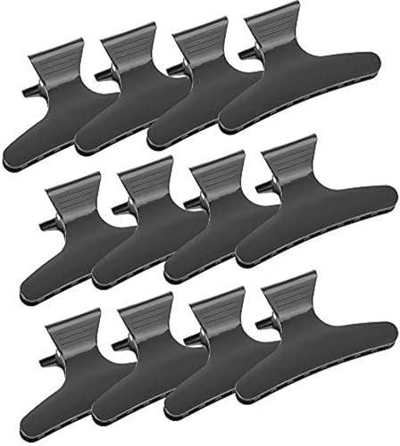 Ezweiji 12Pcs Negro Mariposa pinza de pelo, peinado Accesorios antideslizante pinzas para el cabello para las mujeres, la sección de cabello pinzas de agarre herramienta de peluquería sección Clips