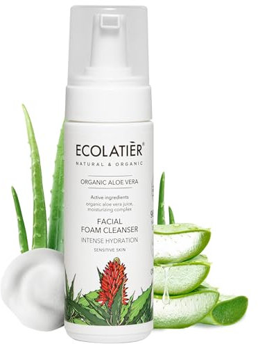 Gesichtsreinigungsschaum Intense Hydration mit Bio-Aloe Vera – 98.2% Natürliche Inhaltsstoffe, Vegan Zertifiziert, Tierversuchsfrei - 150 ml - Ecolatier