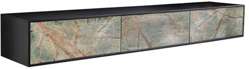 Riess Ambiente Massivholz TV Lowboard Mountain Soul - 200cm - echter Naturstein Akazie schwarz - hängend/stehend