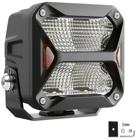 BraveWAY Phare de Travail LED 3 Pouces 60W Dernier en 2024 Projecteur Flood LED 12V pour Feux Antibrouillard de Moto, Voiture, Tracteur, Camion, SUV, Bâteau et Caravane.
