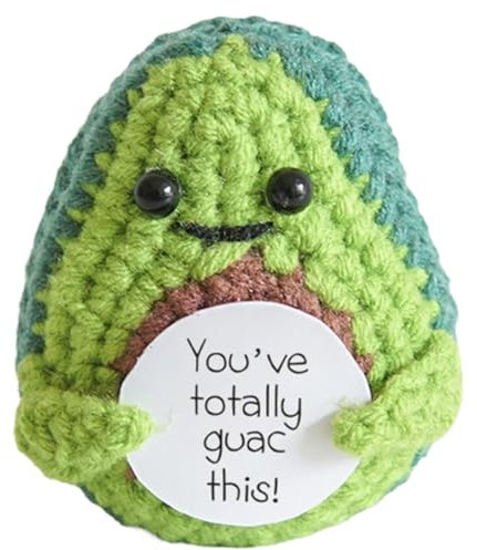 CERAVI Handmade Emotional Support Knitted Gift, Cute Crochet Pickled Cucumber Knitting Doll Positive Gift 12 Style Available, Funny Emotional Support Pickle Gift for Christmas Birthday (Avocado)