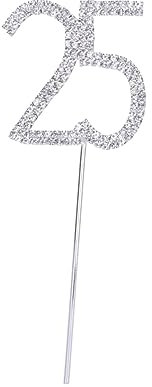 ibasenice 25 Geburtstag 25. Cupcake Topper Cupcake-topper Hochzeitsdekoration 25. Kuchendeckel Partyzubehör Zum 25. Geburtstag Strass Cake Topper Jubiläum Hochzeit Topper Kristall Blitz