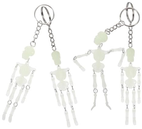 CHENNAN 4 Stück Totenkopf-Schlüsselanhänger Skelett Anhänger Design Schlüsselanhänger für Halloween Skelett Anhänger Vielseitig für Schlüssel,Rucksack-Dekoration