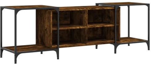 vidaXL TV Schrank, Verstellbar Fernsehschrank mit viel Stauraum, Lowboard HiFi Schrank mit Metallrahmen, Fernsehtisch TV Möbel für Wohnzimmer, Räuchereiche Holzwerkstoff