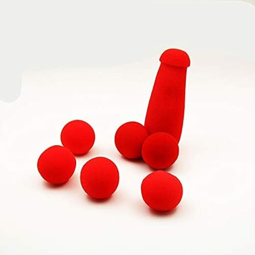 1 Set kleiner Schwamm-Zaubertricks, 4 rote Schwammbälle, lustige Gadgets, Straße, Bühne, Nahaufnahme, Zaubertricks, Zauberer