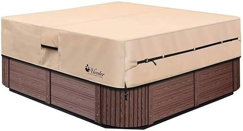 UCEDER Wasserdichte Whirlpool-Abdeckung – Outdoor-Spa-Abdeckkappe (tatsächliche Größe 280 x 230 x 50 cm, passend für 279,4 x 231,1 cm), 600D strapazierfähiges Polyester, Whirlpool-Abdeckung (braun)