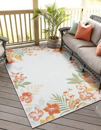MY-RUG Outdoor Teppich wetterfest 200 x 300 UV beständig & rutschfest für Garten Terrasse Balkon Küche & Wohnzimmer kurzflor waschbarer Wohnzimmerteppich Gartenteppich Balkonteppich Läufer Leela