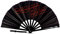 DiscoFan Folding Hand Fans for Women, Personal Handheld Fan for Men, Festival Fan, Drag Fan, UV Glow Party Fans for Wedding, LGBT Gay Pride Accessories, Birthday Decoration Props (Retro Black & Red)