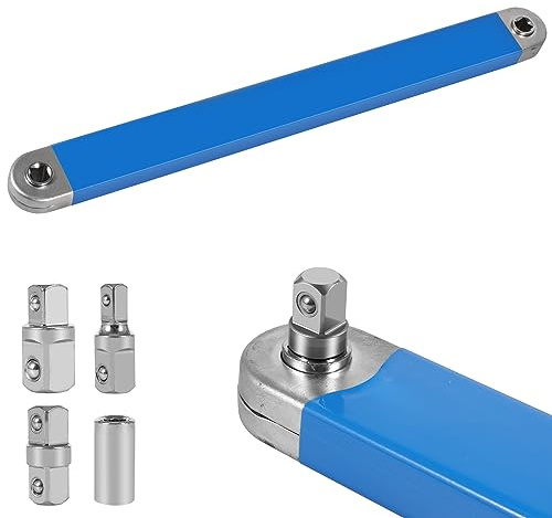 Cricchetto con prolunga offset 39 cm Offset Extension Wrench con adattatore di trasmissione da 1/2, 1/4 e 3/8, cricchetto con prolunga multifunzionale per meccanici, artigiani di officina