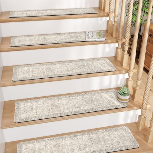 Tiveney 15 gradini antiscivolo per gradini in legno da 20,3 x 76,2 cm, per interni ed esterni, lavabili in lavatrice, resistenti all'acqua, 0,5 cm di spessore, 15 pezzi