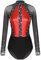 iEFiEL Turnanzug für Damen Langarm Gymnastikbody mit Strass Patchwork Metallic Tanzbody Ballett Trikotanzug Wettbewerb Leotards Rot M