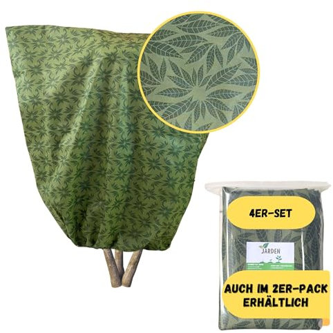JARDEN© Lot 4 Housses Hivernage 120x120cm Résistante et Facile à Installer- Design Feuillage Vert en Polypropylène Non Tissé Grammage 60g/m² - Voile Hivernage Arbuste Contre le Froid et le Gel