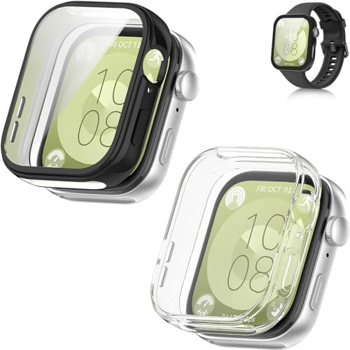 Coque de protection d'écran pour Huawei Watch Fit 3, couverture complète, coque de protection fine et rigide, protection d'écran en verre trempé intégrée, coque pour montre connectée Huawei Watch Fit