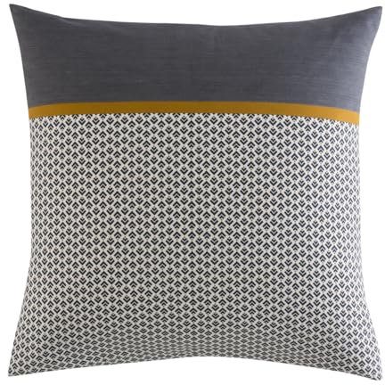 Taie d'oreiller imprimée en Bambou, Made in France, Jules, 63 x 63 cm, Origin, Gris Carbone