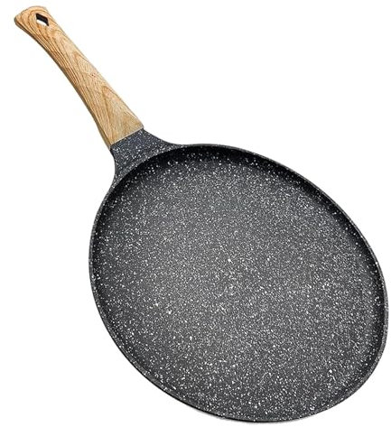jopiuieo Pancake Pan, Non Stick Crepe Pan, 24cm Die-cast Auluminium Pancake Flat Skillet Multipurpose Pancake Pan with Ergonomic Handle Induction for Cooking Stove, Stove Top