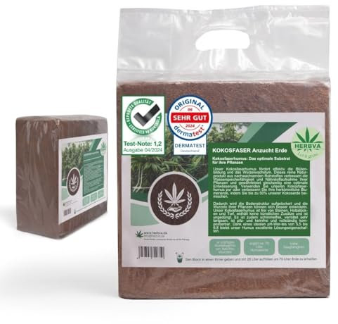 Bio Kokoserde - Herbva Growerde 140L (2X 5kg) | Hochwertige Kokosfaserhumus für Indoor & Outdoor, Anzuchterde, Professioneller Growmix | Ideal für den Anbau von Heimpflanzen| Bio Erde für Pflanzen