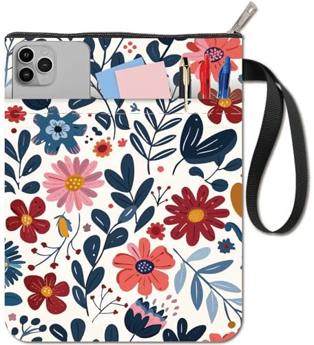 craspire Buchhülle Mit Blumenmotiv Blätter Buchschutz Pflanzenbuchumschläge Für Taschenbücher Waschbarer Buchumschlag Aus Stoff Mit Reißverschluss Und Zusätzlicher Ärmeltasche Für Buchliebhaber