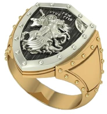 XJruixi Gothic Punk Ritter Templer 'George der Sieger' Freimaurer Ring für Männer Hip Hop Jubiläum Party Band Schmuck Ringe