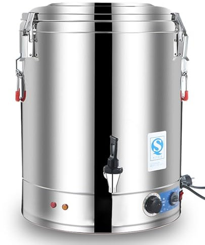 Water Boiler Catering Urn Commercial Catering Urn Large Capacity , 30L/40L/50L/60L Hot Water Boiler Dispenser, Stainless Steel, 30-110°C Temperature Control For Cafe Heating Soups And Milk Teas(40L)