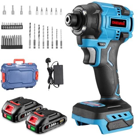 Cordless Hammer Drill Electric Screwdriver - 280N.m Torque with 39 Accessories, Brushless Battery Drill, LED Light for Home and Garden DIY Project (Incl. 2 Batteries)
