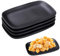 imposyu Juego de 4 Bandeja Decorativa de Rectangulares Platos Pequeños Rectangulares Platos de Postre Color Negro Mate Bandeja para Postre, Aperitivos