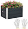 Outsunny Orto rettangolare quadrato, letto da giardino rialzato in acciaio zincato, base aperta, fioriera extra profonda, 66 x 47 x 40 cm, grigio scuro