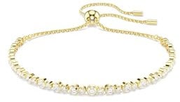 Swarovski Matrix Tennis Armband, Rundschliff, Weiß, Goldlegierungsschicht