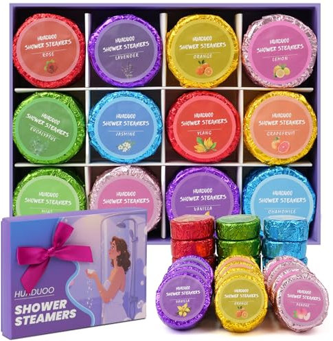 Shower Steamers Aromatherapy for Women or Men, 24 Pcs Natural Shower Bombs with Essential Oils Eucalyptus, Self Care Stress Relief and Relaxation Gifts for Teen Birthday Christmas Travel Essentials
