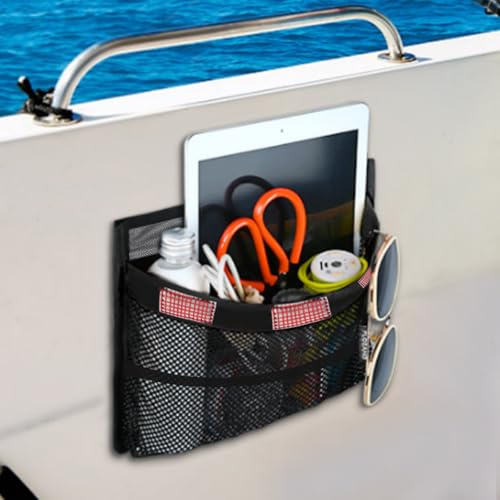 Contenitore da Ponte per Barca Impermeabile con Coperchio, 34 x 25 cm in PVC, Nastro Riflettente 4 m, per Organizzazione Attrezzatura da Pesca e Deposito